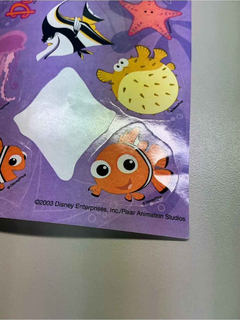 2003 Disney Finding Nemo Purple Sticker Sheet